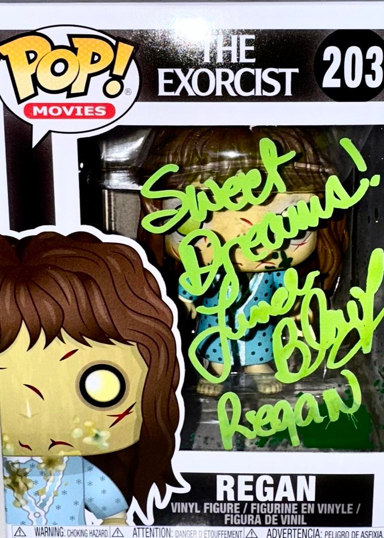 Linda Blair Signed Funko Pop #203 Regan (The Exorcist) w/inscription and character name - OC Celebrity Marketing #01